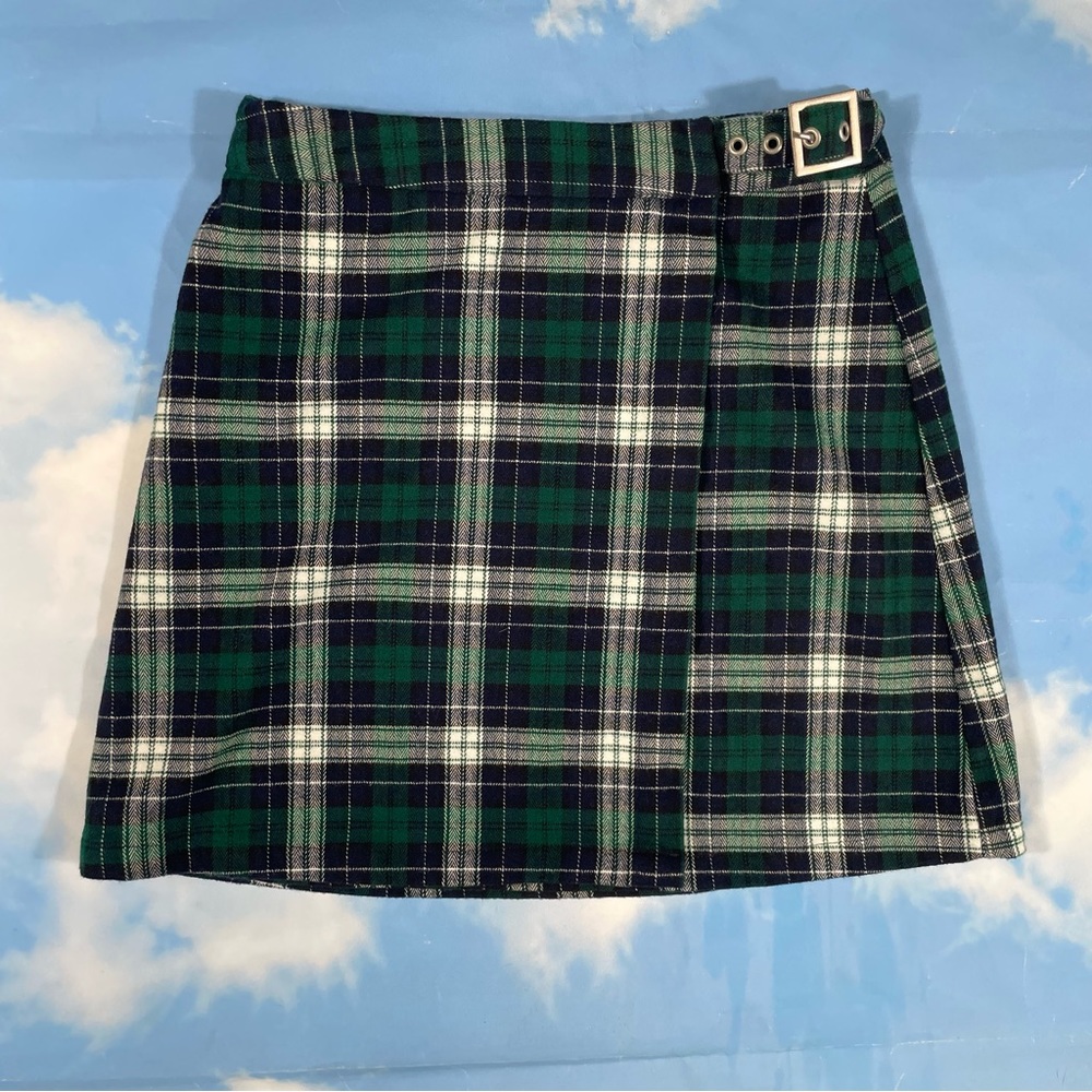 NWT John Gault Brandy‎ Melville OSFA wrap kilt plaid skirt Navy green preppy